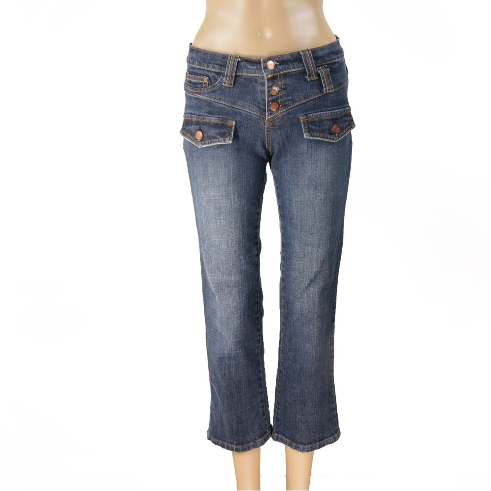 Vintage Y2K Fiorucci Blue Stone Wash Ankle Crop Carpi Denim Jeans